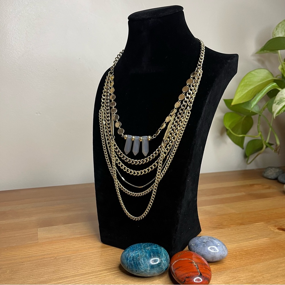 SUGARFIX multilayered necklace with discs, bars and faux crystral - Picture 4 of 8